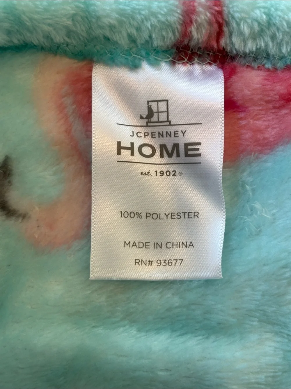 JCPenney Home Plush Flamingo Throw Blanket Aqua Pink 48” x 65” Soft